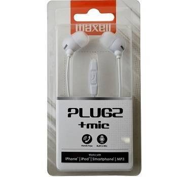 Casca in ureche cu Jack 3.5 mm alb cu microfon Plugz Maxell foto