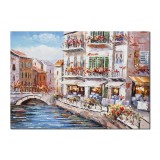 Tablou peisaj din Venetia pictat manual, 70x50cm ulei pe panza, Magistral