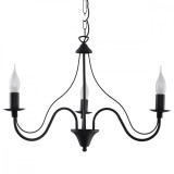 Candelabru Minerva Negru Oțel 3 Becuri Neregulate Modern De Interior
