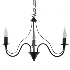 Candelabru Minerva Negru Oțel 3 Becuri Neregulate Modern De Interior