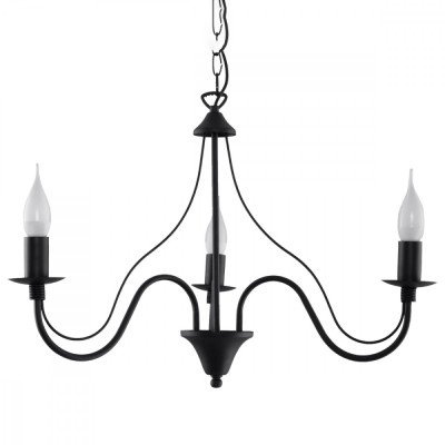 Candelabru Minerva Negru Oțel 3 Becuri Neregulate Modern De Interior foto