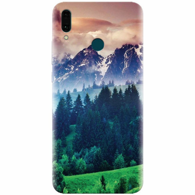 Husa silicon pentru Huawei Y9 2019, Forest Hills Snowy Mountains And Sunset Clouds foto