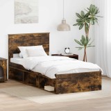 Cumpara ieftin Cadru de pat Stejar fumuriu 90 x 190 cm Lemn de pin masiv