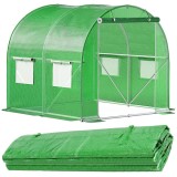 Folie inlocuire pentru sera 200x200x200 cm, PE 140g/mp cu plasa PP, UV4, 4 ferestre si usa cu fermoar, verde Household NewTrend
