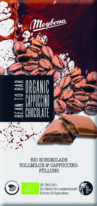 Ciocolata cu lapte si crema de cappuccino, bio, 100g, Meybona