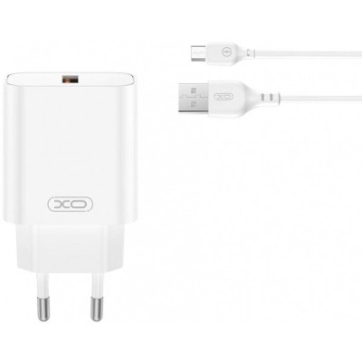 Incarcator Retea Cu Cablu microUSB XO Design CE33, 18W, 3A, 1 x USB-A, Alb foto