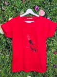 Cumpara ieftin Tricou Rosu din Bumbac Cu Imprimeu Ruj