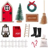Cumpara ieftin Set 12 mini decoratiuni pentru Craciun, lemn, plastic, multicolor