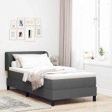 VidaXL Pat boxspring cu saltea Gri &icirc;nchis 90 x 200 cm țesătură