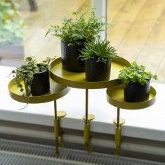 Esschert Design Tavă pentru plante cu clemă, auriu, rotund, M