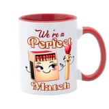 Cana maner rosu personalizata We are a perfect match Model 1, INOVATIX&reg;. 330ml, Oem