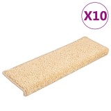 Cumpara ieftin Covorase pentru scari, 10 buc., 65x21x4 cm, margini dreptunghiulare, crem