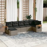 vidaXL Set canapele de grădină, 7 piese, cu perne, gri, poliratan 3259435