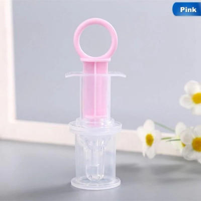 Seringa silicon gradata, pentru administrare medicamente bebelusi , roz foto