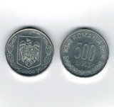 Romania 2000 - 500 lei, aluminiu, UNC, cu luciu de batere