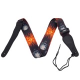 Cumpara ieftin Curea Chitara IdeallStore Skull Sound Nylon 155cm Negru Cranii Flacari Reglabila 5cm
