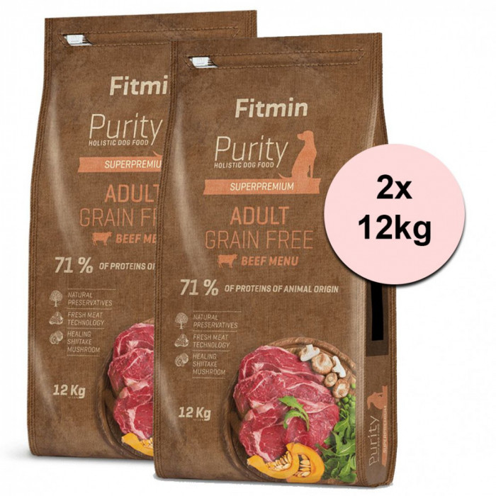 Fitmin Purity Adult Beef Grain Free 2 x 12 kg