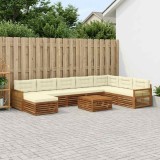 vidaXL Set de canapele de exterior cu pernă 9 pcs Natural și Crem 3383748