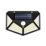 Felinar solar autonom pentru exterior, eMazing 100 LED, detectare la distanta, prindere pe perete, fara fire, iluminare pe 4 laturi