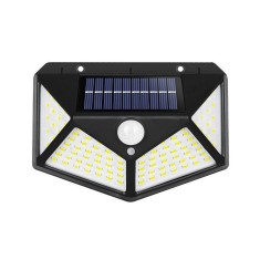 Felinar solar autonom pentru exterior, eMazing 100 LED, detectare la distanta, prindere pe perete, fara fire, iluminare pe 4 laturi