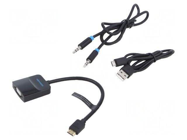 Adaptor mini HDMI la VGA, 0,15m, negru