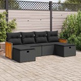 vidaXL Set mobilier de grădină cu perne, 6 piese, negru, poliratan 3326052