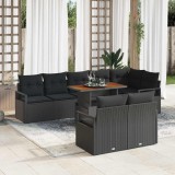 Cumpara ieftin Set de canapele pentru gradina 9 buc. 8-Locuri Negru