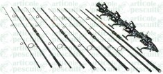 Set 4 Lansete 3.9m Crap Carbon Cu 4 Mulinete Ultra Long Cast 10000 13 Rulmenti foto