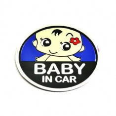 Abtibild “BABY IN CAR” fundal albastru -forma in relief Cod:TS-122 Automotive TrustedCars