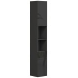 kleankin Corp coloană pentru baie 2 dulapuri cu polițe reglabile + 2 nișe 30 x 30 x 181,5 cm negru | Aosom Romania