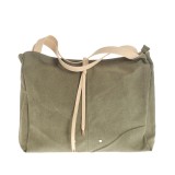 Geanta casual verde kaki cu barete crem