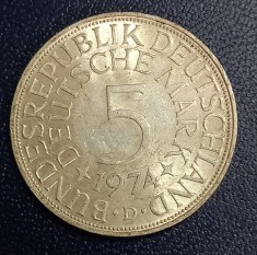 (A133) MONEDA DIN ARGINT GERMANIA - 5 MARK 1974, LIT. D, 11,2 GRAME. PURITATE 625