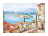 Cumpara ieftin Tablou peisaj citadin pictat manual, Colt de rai, 70x50cm ulei pe panza in cutit, efect 3D, Vali Pop