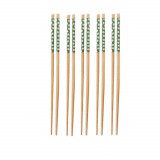 Set 5 perechi betisoare Pufo din bambus pentru sushi, 22 cm, maro/verde