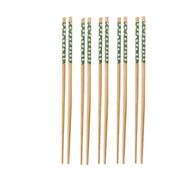 Set 5 perechi betisoare Pufo din bambus pentru sushi, 22 cm, maro/verde foto
