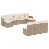 Cumpara ieftin Set canapele de gradina cu perne, 10 piese, bej, poliratan