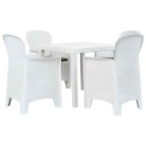 Cumpara ieftin Set mobilier de exterior 5 piese alb plastic aspect ratan