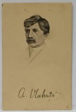 ALEXANDRU VLAHUTA , PORTRET -GRAVURA , CU SEMNATURA REPRODUSA , ANII '20