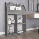 Gossi raft de reviste pentru copii, gri, 71x30x114 cm, lemn prelucrat