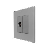 Priza TV Luxion gri cu rama din sticla, design elegant minimalist