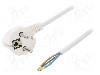 Cablu alimentare AC, 1.5m, 3 fire, culoare alb, cabluri, CEE 7/7 (E/F) &amp;#351;tecar in unghi, SCHUKO mufa, PLASTROL - W-97165