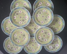 Serviciu 12 farfurii desert chinezesti, aperitiv vintage, set portelan China