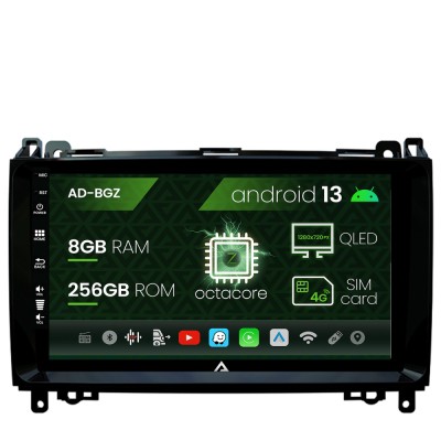 Navigatie Mercedes Benz Sprinter, Viano, Vito, A B Class, Crafter, Android 13, Z-Octacore 8GB RAM + 256GB ROM, 9 Inch - AD-BGZ9008+AD-BGRKIT407 foto