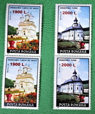 TIMBRE ROMANIA MNH LP1508/2000 M&amp;acirc;năstiri 91 supratipar TROIȚE -Serie &amp;icirc;n pereche foto