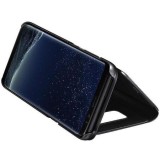 Husa Clear View Flip SOHO Neagra Samsung Galaxy S9, Protectie Socuri, Anti-zgarieturi, Portofel