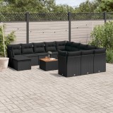 Cumpara ieftin Gossi set mobilier de gradina cu perne, 13 piese, negru, poliratan