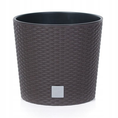 Ghiveci decorativ de flori, Prosperplast, Rato Round, rotund, maro, imitatie ratan, 25x22.4 cm foto