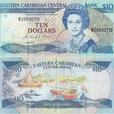 1985, 10 dollars (P-23d.2) - Dominica (Statele Caraibiene de Est)!
