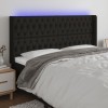 VidaXL Tăblie de pat cu LED, negru, 203x16x118/128 cm, textil 3124408