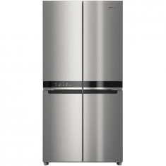 Side by Side Whirlpool WQ9U2L, 591 l, Clasa E, Total No Frost, 6th Sense Fresh Lock, FlexiFreeze, Fast cooling, Fast freezing, H 187.4 cm, Inox